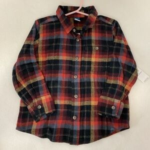 NWT OLD NAVY BOYS L/S PLAID FLANNEL SHIRT - SZ 3T